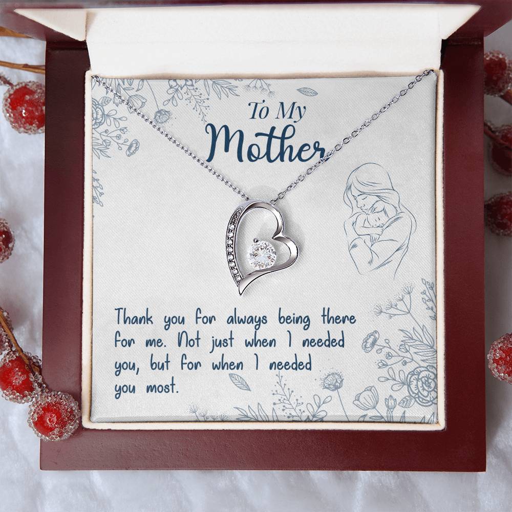 To My Mother, Thank You For Always Being There White Gold Forever Love Necklace