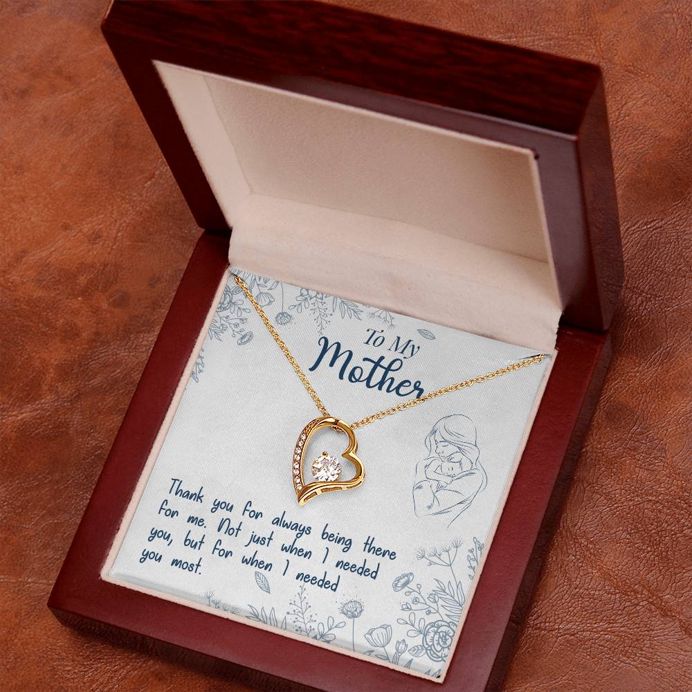 To My Mother, Thank You For Always Being There White Gold Forever Love Necklace