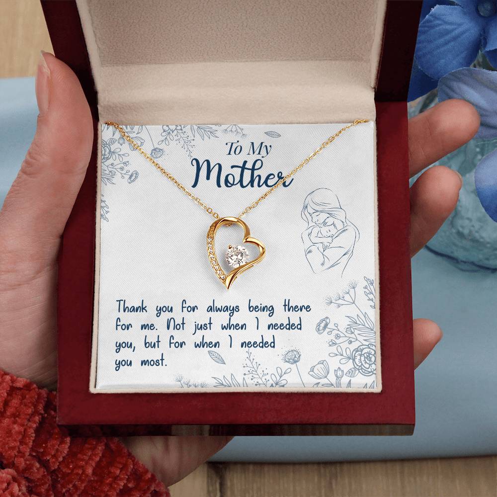 To My Mother, Thank You For Always Being There White Gold Forever Love Necklace