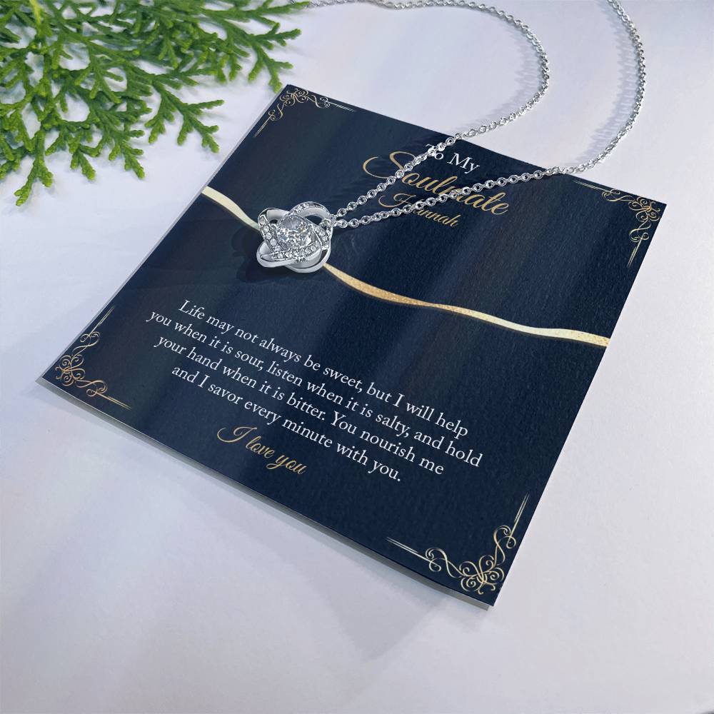 Personalize To My Soul Mate Love Knot  Necklace - Thoughtful Romantic Soulmate Anniversary Birthday Christmas Gift