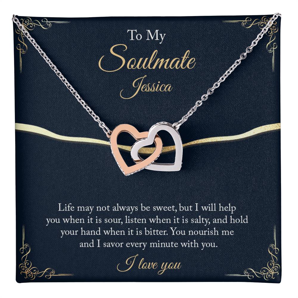 Personalize To My Soulmate Interlocking Hearts Necklace - Thoughtful Romantic  Soulmate  Anniversary Birthday Christmas Gift