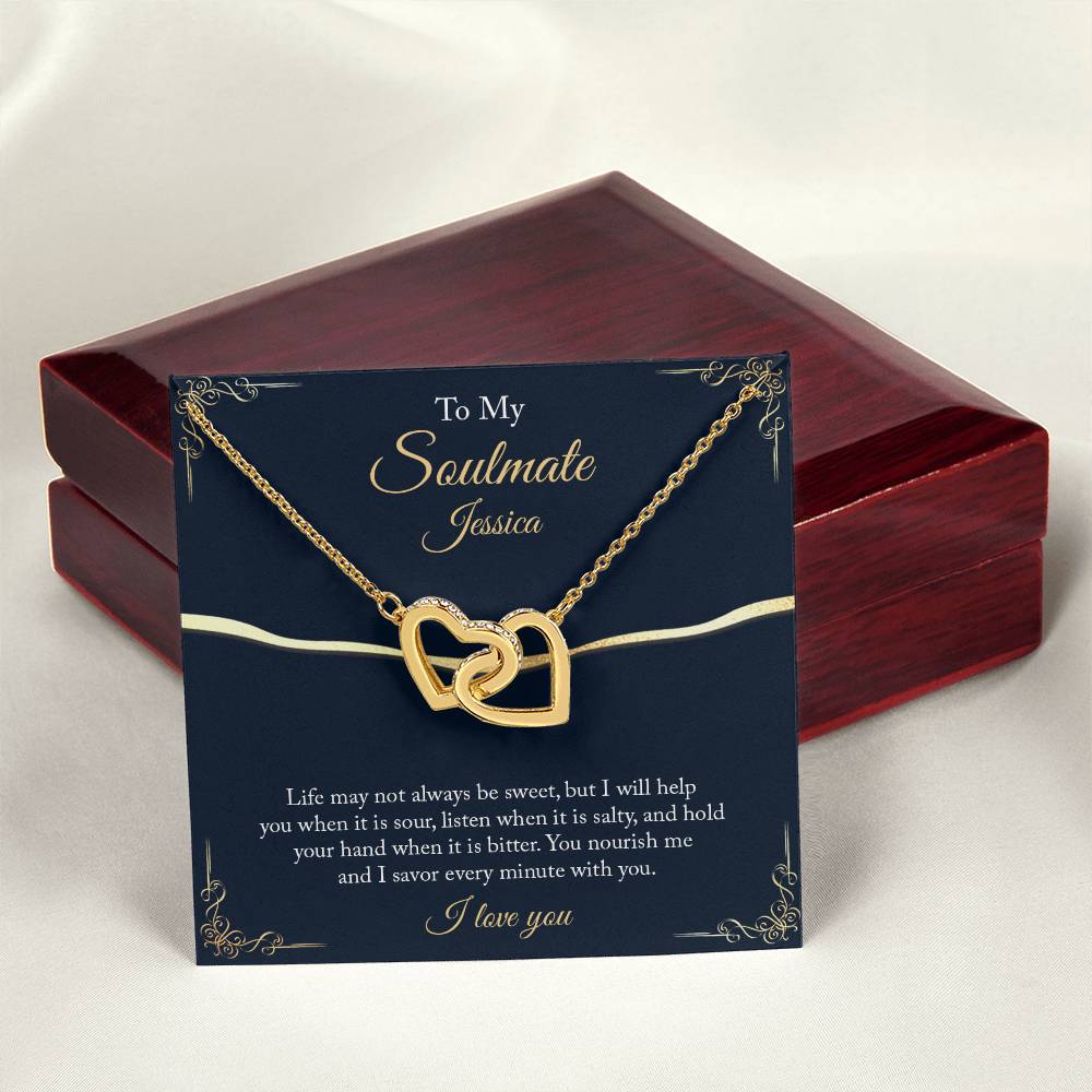 Personalize To My Soulmate Interlocking Hearts Necklace - Thoughtful Romantic  Soulmate  Anniversary Birthday Christmas Gift