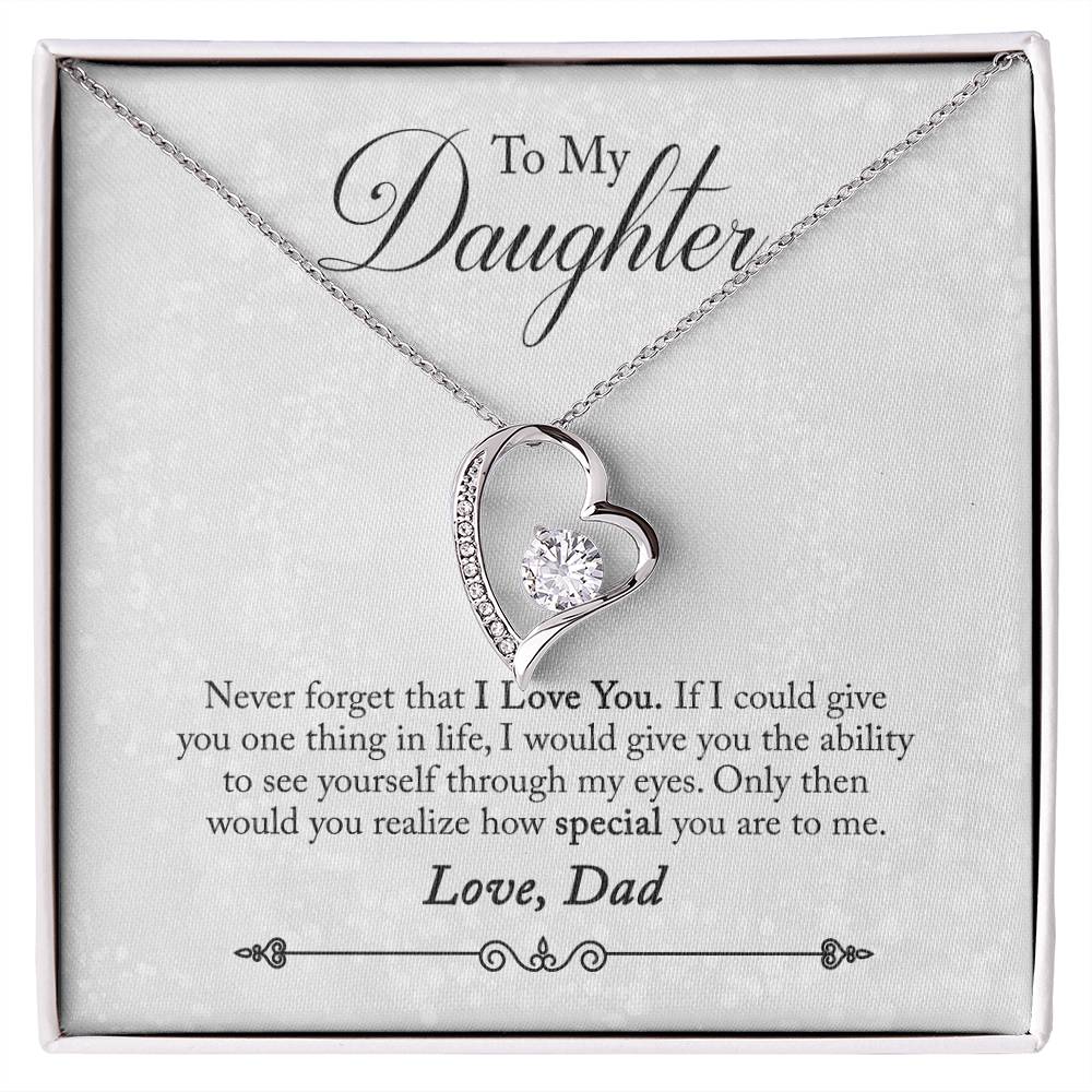 To My Daughter Love Necklace Gift from Dad- Never forget that I Love You. Love Dad - Necklace for Daughter Gift from Dad