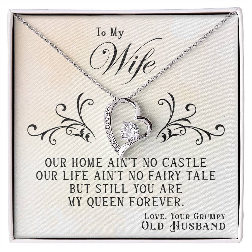 To My Wife, You Are My Queen Forever White Gold Forever Love Necklace