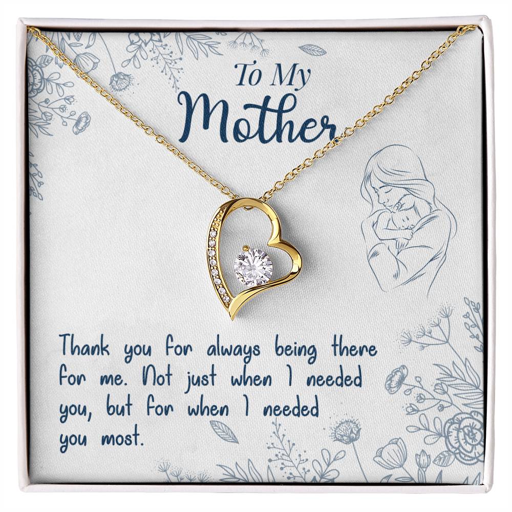 To My Mother, Thank You For Always Being There White Gold Forever Love Necklace