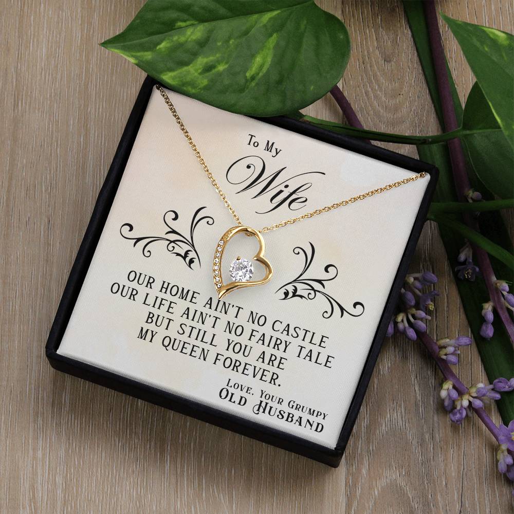 To My Wife, You Are My Queen Forever White Gold Forever Love Necklace