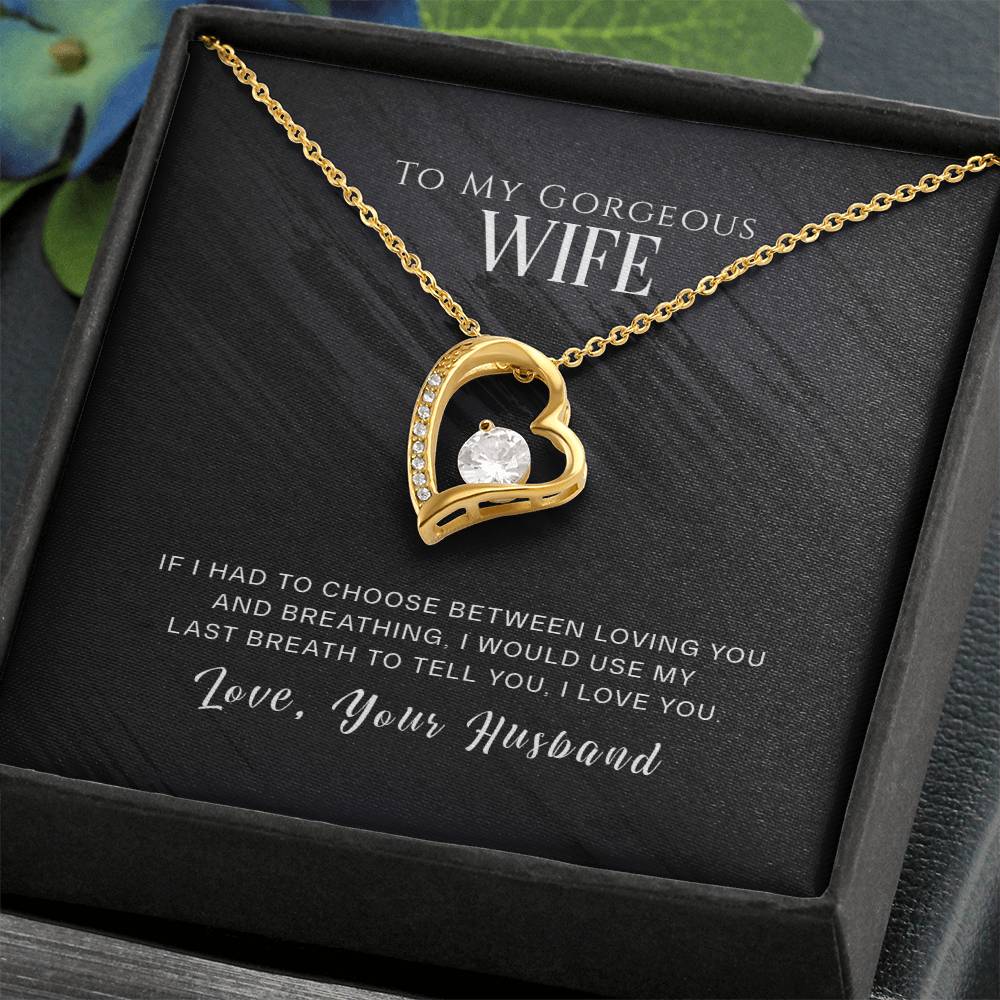 To My Wife, I Love You White Gold Forever Love Necklace