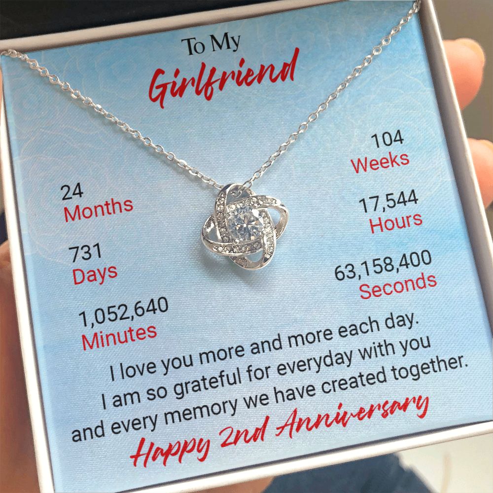 CardWelry 2nd Anniversary Gift for Girlfriend, necklace 14K White Gold Finish Standard Box