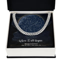 CardWelry Personalized Anniversary Gift for Him, Under this moon - When it all began, Star Map Cuban Link Necklace Customizer