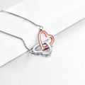 CardWelry Anniversary Gift for Wife Necklace 24K White & 18K Rose Gold Twin Hearts Pendant