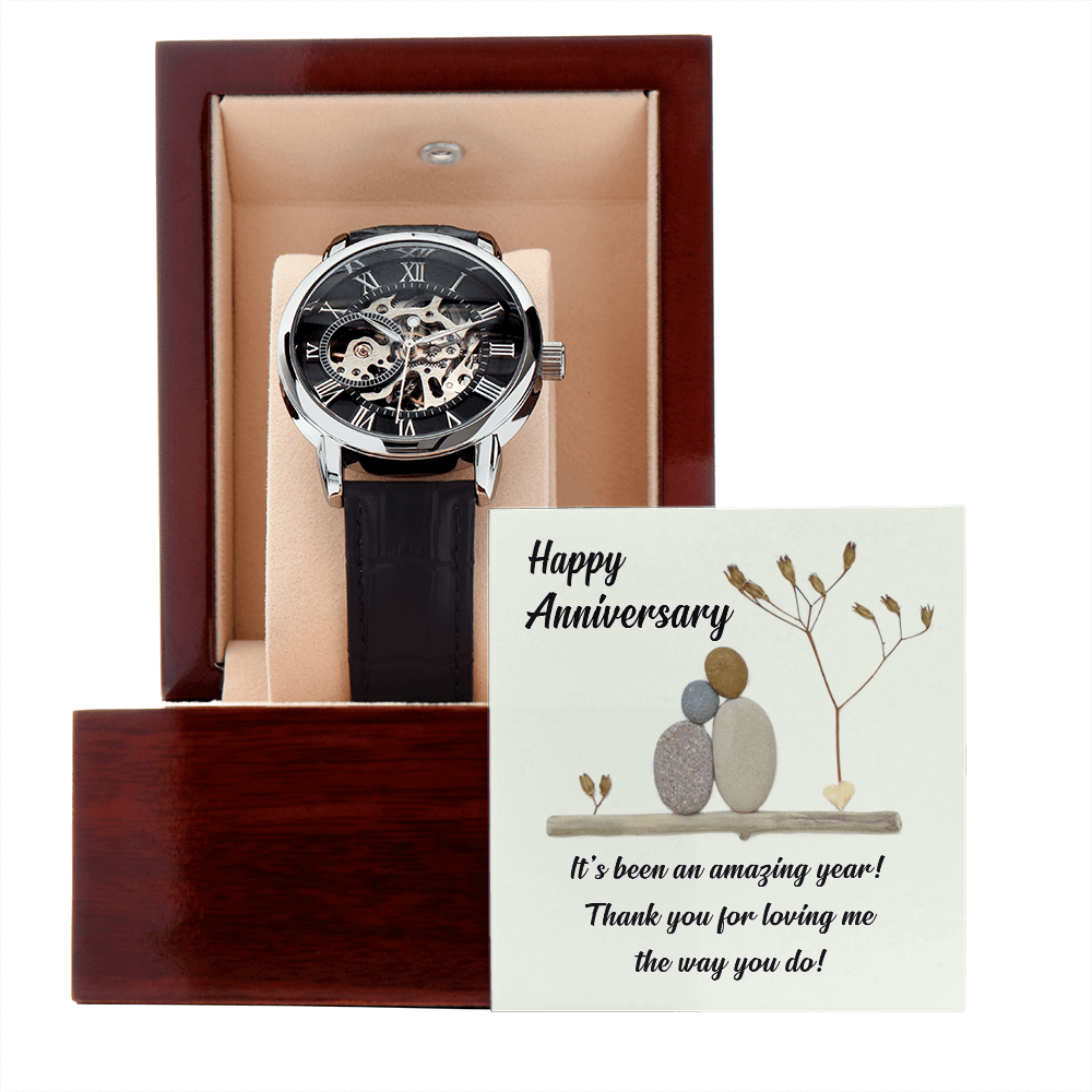 CardWelry Anniversary Watch - Anniversary Gift for Men's Openwork Watch Jewelry