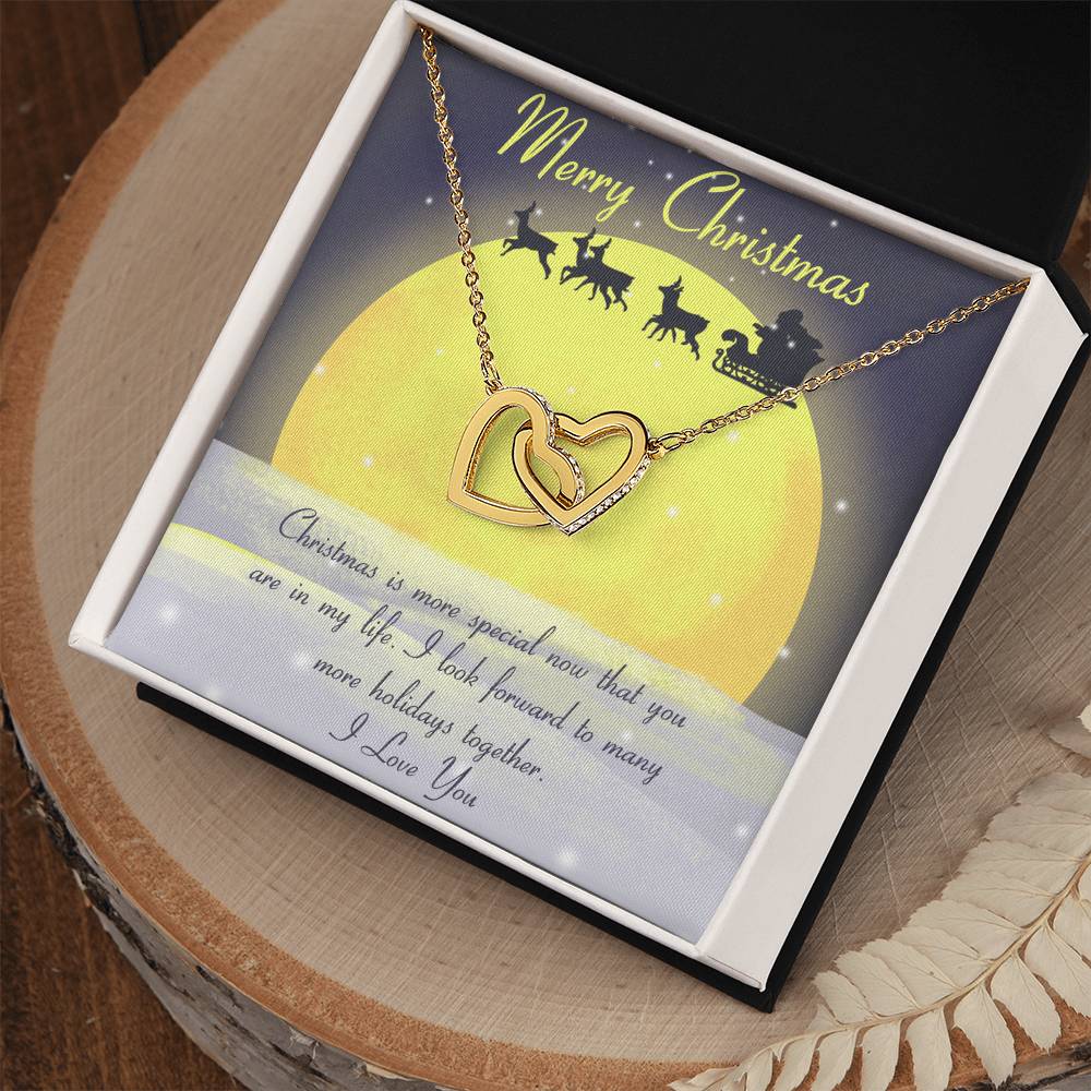 CARDWELRYJewelryChristmas Gift - Merry Christmas to Special Someone, I Love You, - Interlocking Hearts Necklace