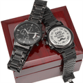 CardWelry Dad Watch - I Will Love You Until the End of Time You are My Hero Engraved Design Black Chronograph Watches Luxury Box