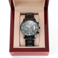 CardWelry Dad Watch - I Will Love You Until the End of Time You are My Hero Engraved Design Black Chronograph Watches