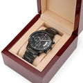 CardWelry Dad Watch - I Will Love You Until the End of Time You are My Hero Engraved Design Black Chronograph Watches