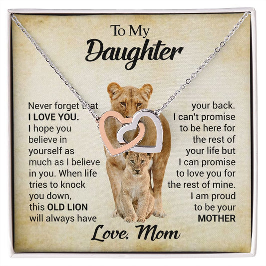 CardWelry Daughter Gift from Mom, Personalized Message Card, To My Daughter Necklace Gift From Mom Jewelry Polished Stainless Steel & Rose Gold Finish Standard Box