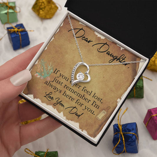 CARDWELRYJewelryDear Daughter, If you ever feel lost, Love you, Dad White Gold Forever Love Necklace