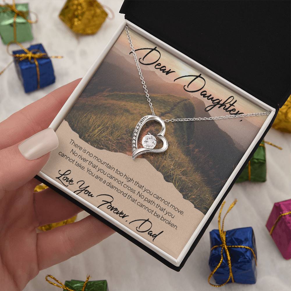 CARDWELRYJewelryDear Daughter, There is no mountain too high... from Dad White Gold Forever Love Necklace