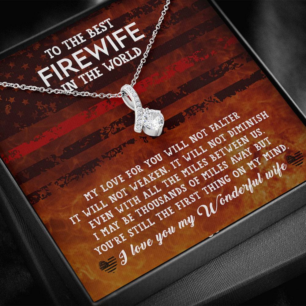 CardWelry Fire fighter Wife Gift, To The Best Firewife In the World Necklace Gift for Fire Wife, Fire Fighter Wife Birthday Gift, from Husband Jewelry