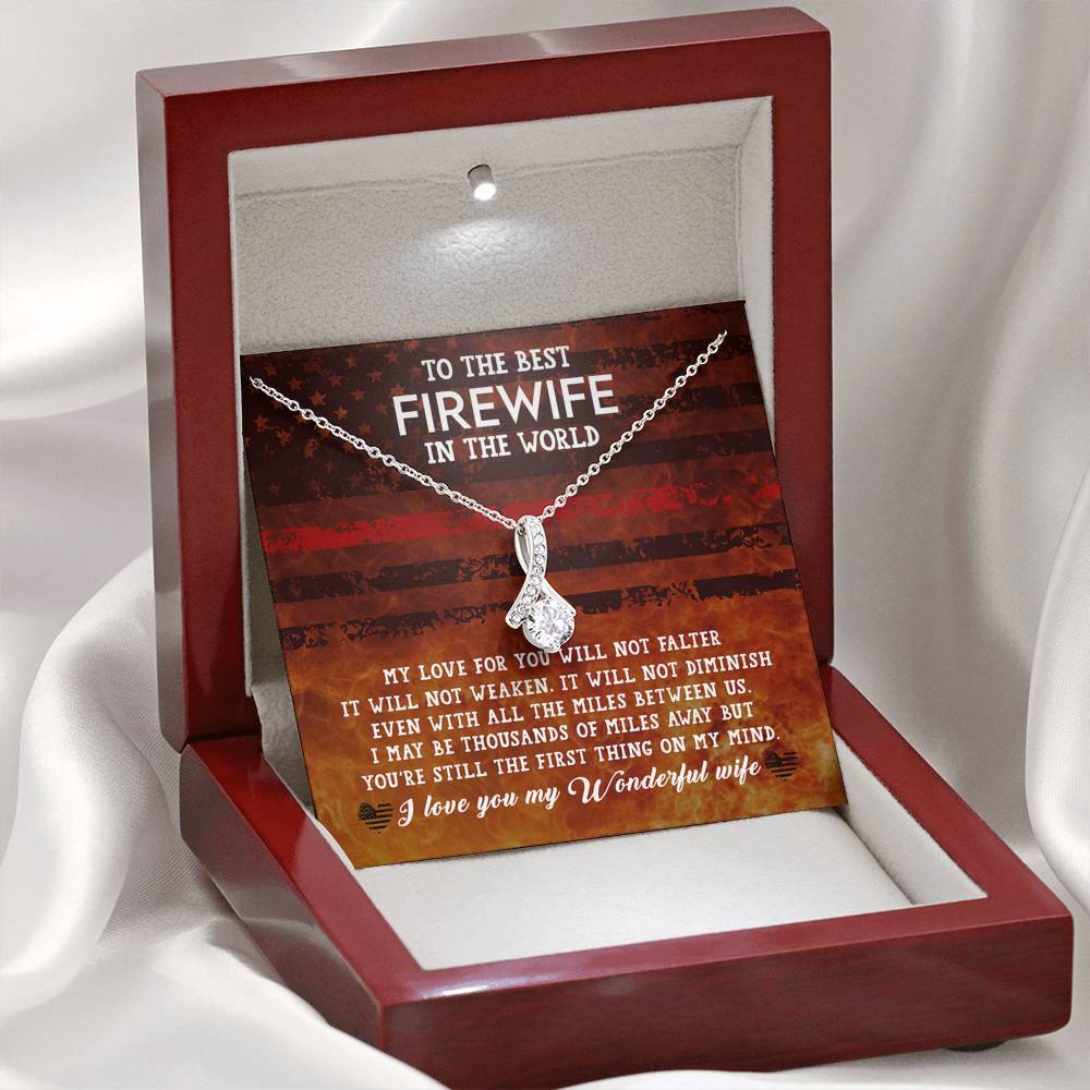 CardWelry Fire fighter Wife Gift, To The Best Firewife In the World Necklace Gift for Fire Wife, Fire Fighter Wife Birthday Gift, from Husband Jewelry