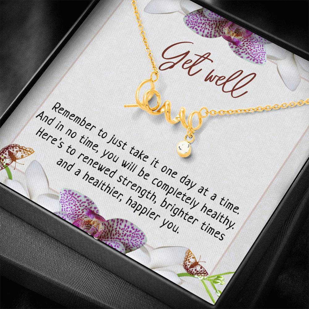 CardWelry Get Well Soon Gift, Feel Better Cheer Up Gift, Surgery Illness Sickness Gift, Stay Strong Cancer Recovery Necklace Jewelry