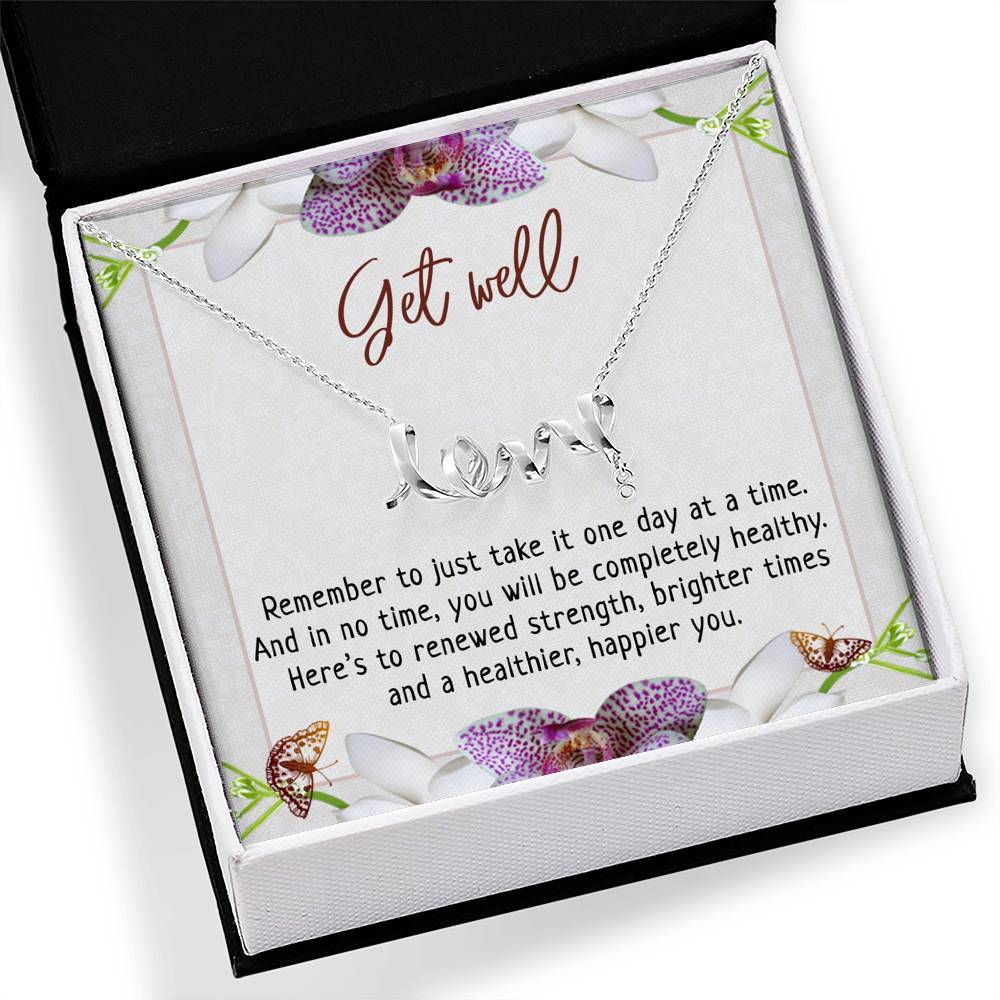 CardWelry Get Well Soon Gift, Feel Better Cheer Up Gift, Surgery Illness Sickness Gift, Stay Strong Cancer Recovery Necklace Jewelry