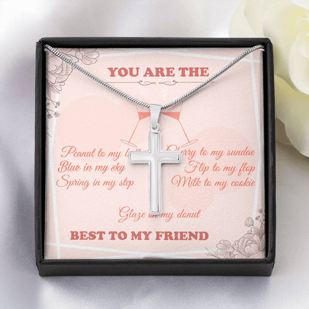 CardWelry Gift for Best Friend Personalized Cross Necklace, You are the best to my friend, personalized on the back with a name Jewelry