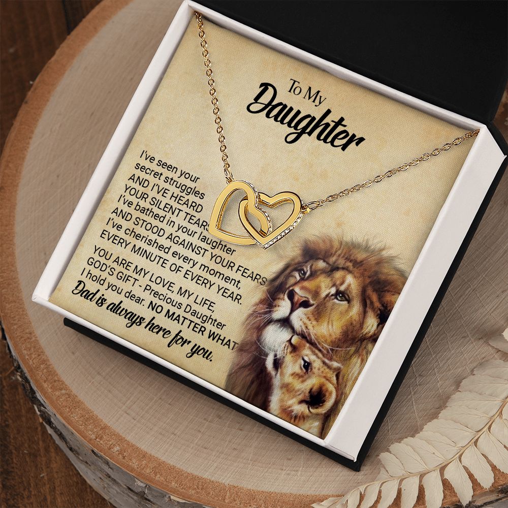 CardWelry Gift for Daughter form Dad, To My Precious Daughter Interlocking Heart Necklace Jewelry