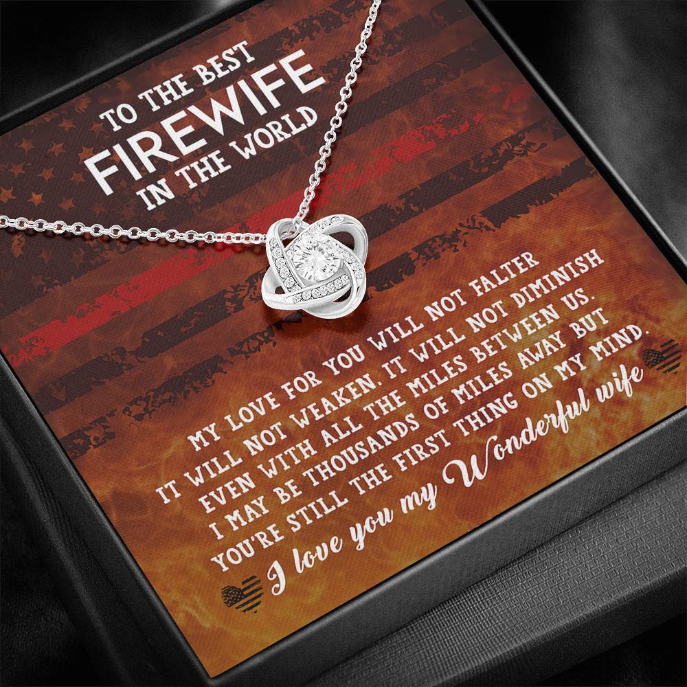 CardWelry Gift for Firefighter Wife, To The Best Firewife Love Knot Necklace, Fireman Wife Gift, Firefighter Wife Jewelry Gift for Her from Husband Jewelry