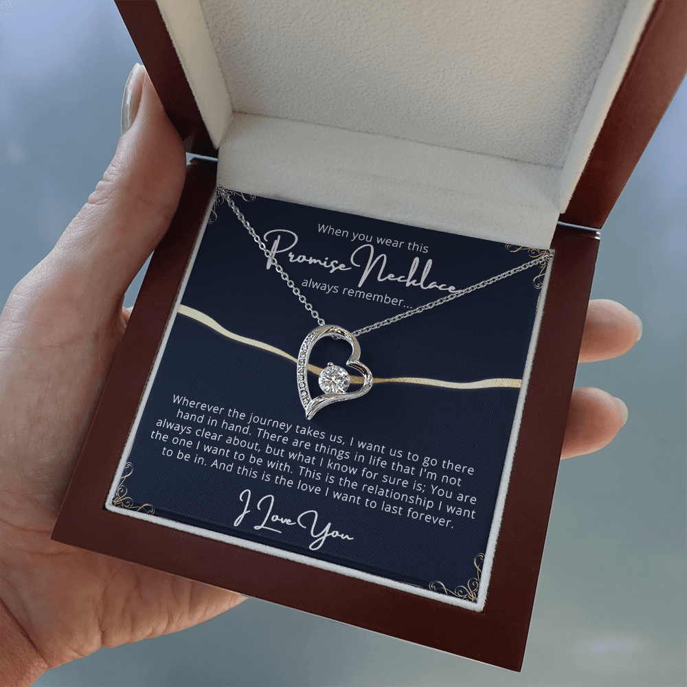 CardWelry Gift for Girlfriend Promise Necklace Forever Love, Wife Gifts for Mothers Day Jewelry