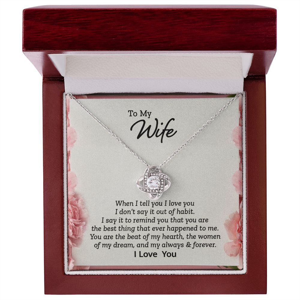 CardWelry Gift for Wife, When I tell you I love you Cardwelry Love Knot Necklace Jewelry 14K White Gold Finish Luxury Box