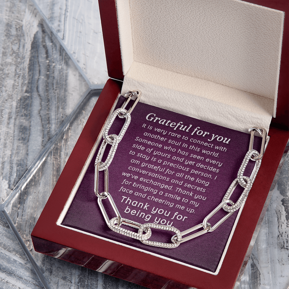 CardWelry Grateful for you, Thank you for Being you Forever Linked Necklace Jewelry