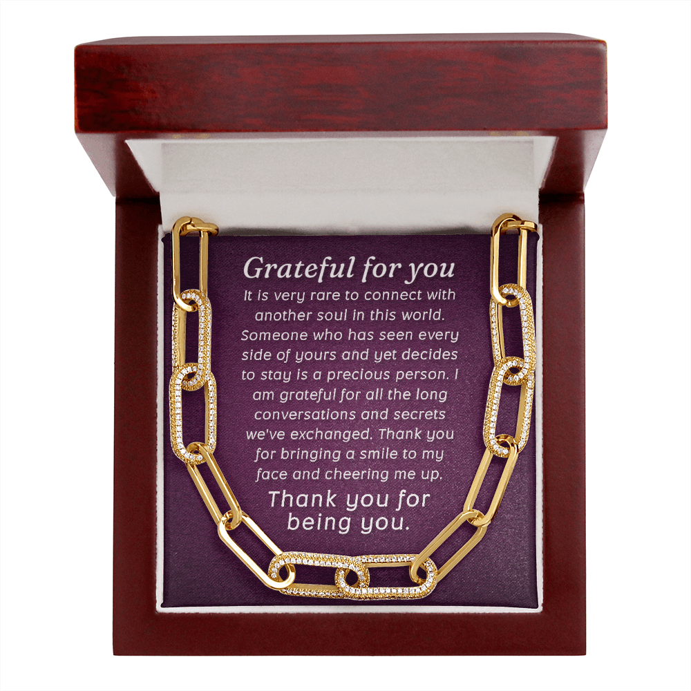 CardWelry Grateful for you, Thank you for Being you Forever Linked Necklace Jewelry