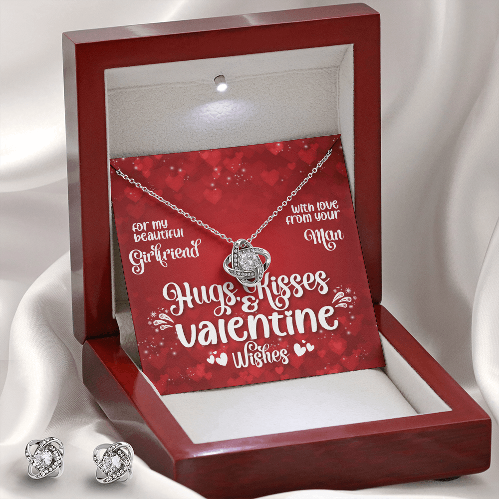 CardWelry Hugs & Kisses Valentines Wishes Gifts To Girlfriend, Gorgeous Earing and Necklace Gift Set To Girlfriend Jewelry