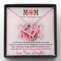 CardWelry Mom Happy Mother's Day - Message Card - Double Hearts Cubic Zirconia Crystals Necklace Gifts Jewelry Standard Box