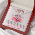 CardWelry Mom Happy Mother's Day - Message Card - Double Hearts Cubic Zirconia Crystals Necklace Gifts Jewelry Mahogany Style Luxury Box