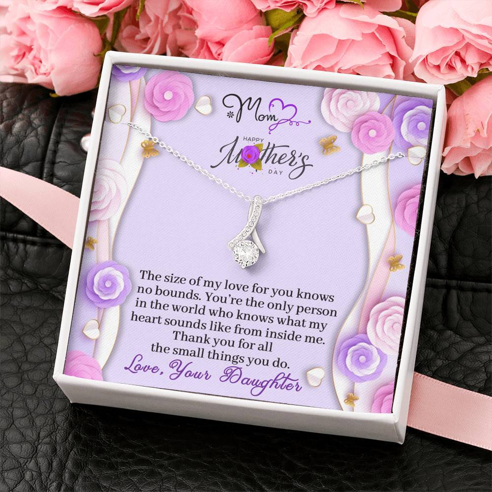 CardWelry Mom, Happy Mother's Day, The size of my Love for you knows no bounds - Alluring Beauty Necklace Gift Card Jewelry