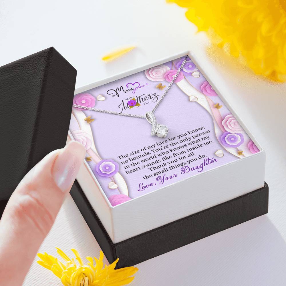 CardWelry Mom, Happy Mother's Day, The size of my Love for you knows no bounds - Alluring Beauty Necklace Gift Card Jewelry
