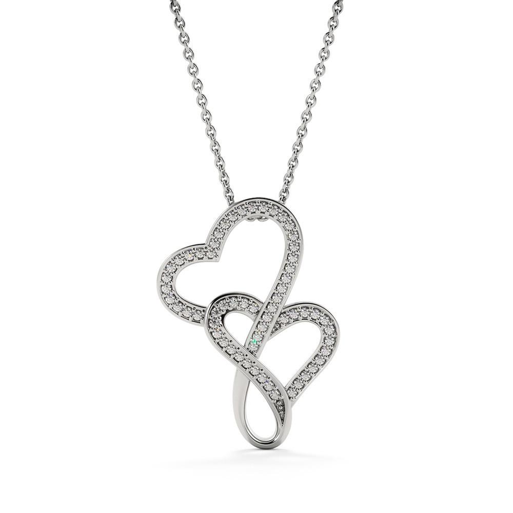 CardWelry Mom - No One Can Ever Fill Your Shoes - Happy Mother's Day Double Hearts Cubic zirconia crystals Necklace Jewelry