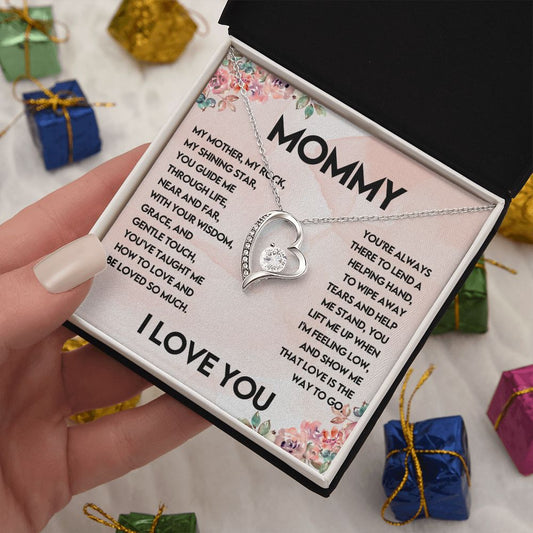 CARDWELRYJewelryMommy, My Mother, My Rock, White Gold Forever Love CardWelry Necklace