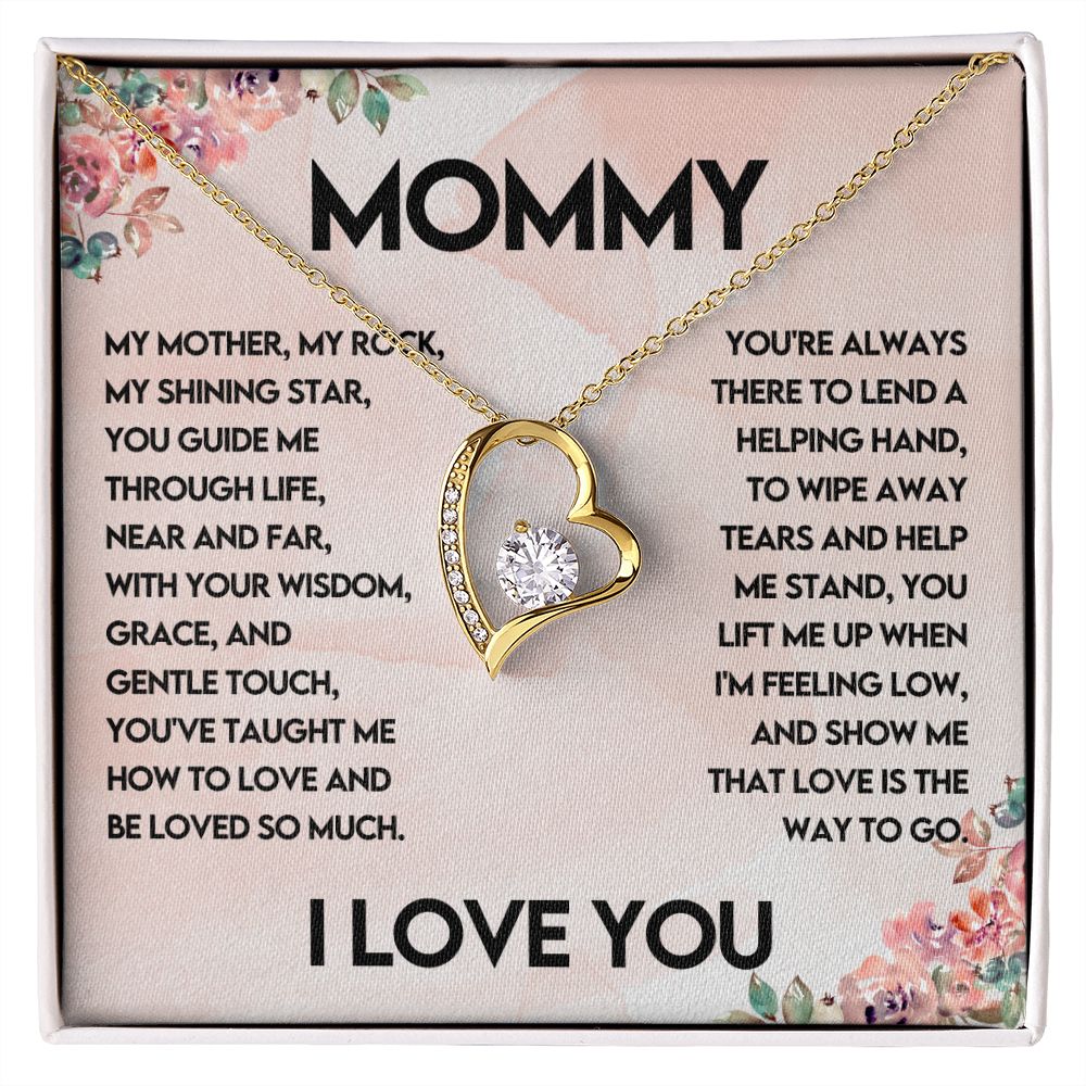 CARDWELRYJewelryMommy, My Mother, My Rock, White Gold Forever Love CardWelry Necklace