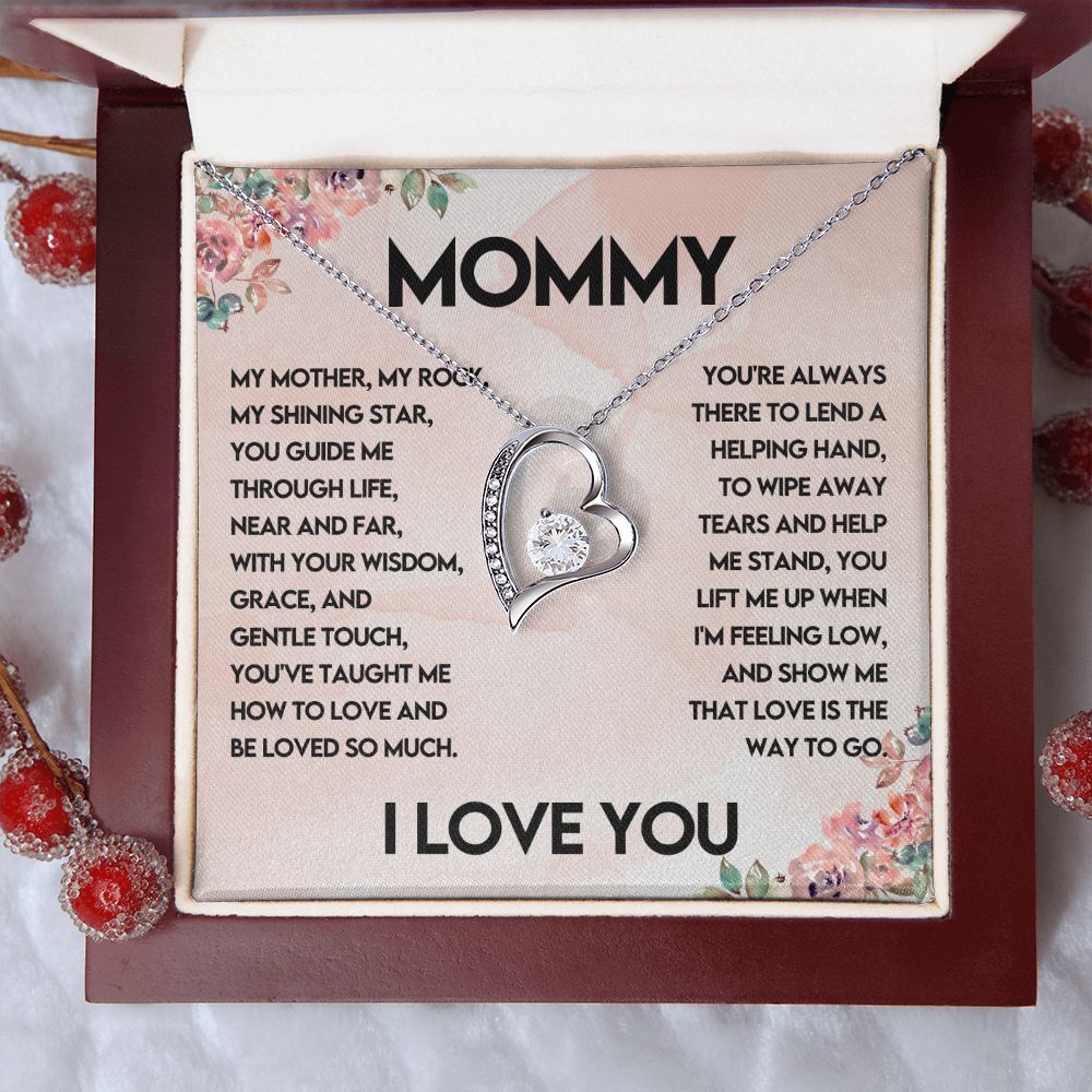 CARDWELRYJewelryMommy, My Mother, My Rock, White Gold Forever Love CardWelry Necklace