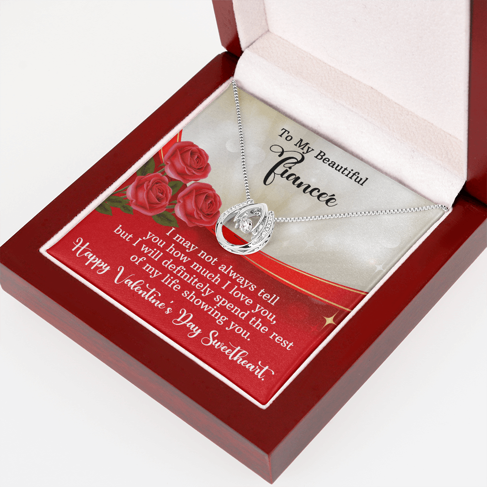 CardWelry My Beautiful Fiancée, Happy Valentine's Day Sweetheart Card Necklace Gift to Wife to Be Jewelry