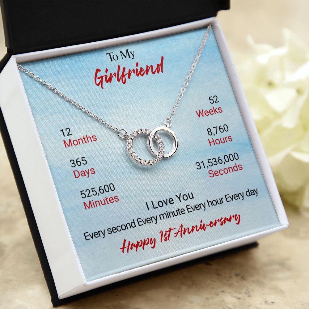 CardWelry One Year Anniversary Gift for Girlfriend, Happy 1st Anniversary Necklace Perfect Pair Necklace