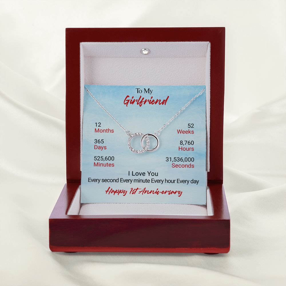 CardWelry One Year Anniversary Gift for Girlfriend, Happy 1st Anniversary Necklace Perfect Pair Necklace