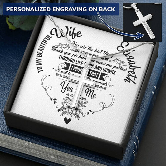 CardWelry Personalized Cross Necklace Gift to Wife, You & Me Til' Forever Ends Jewelry Standard Box