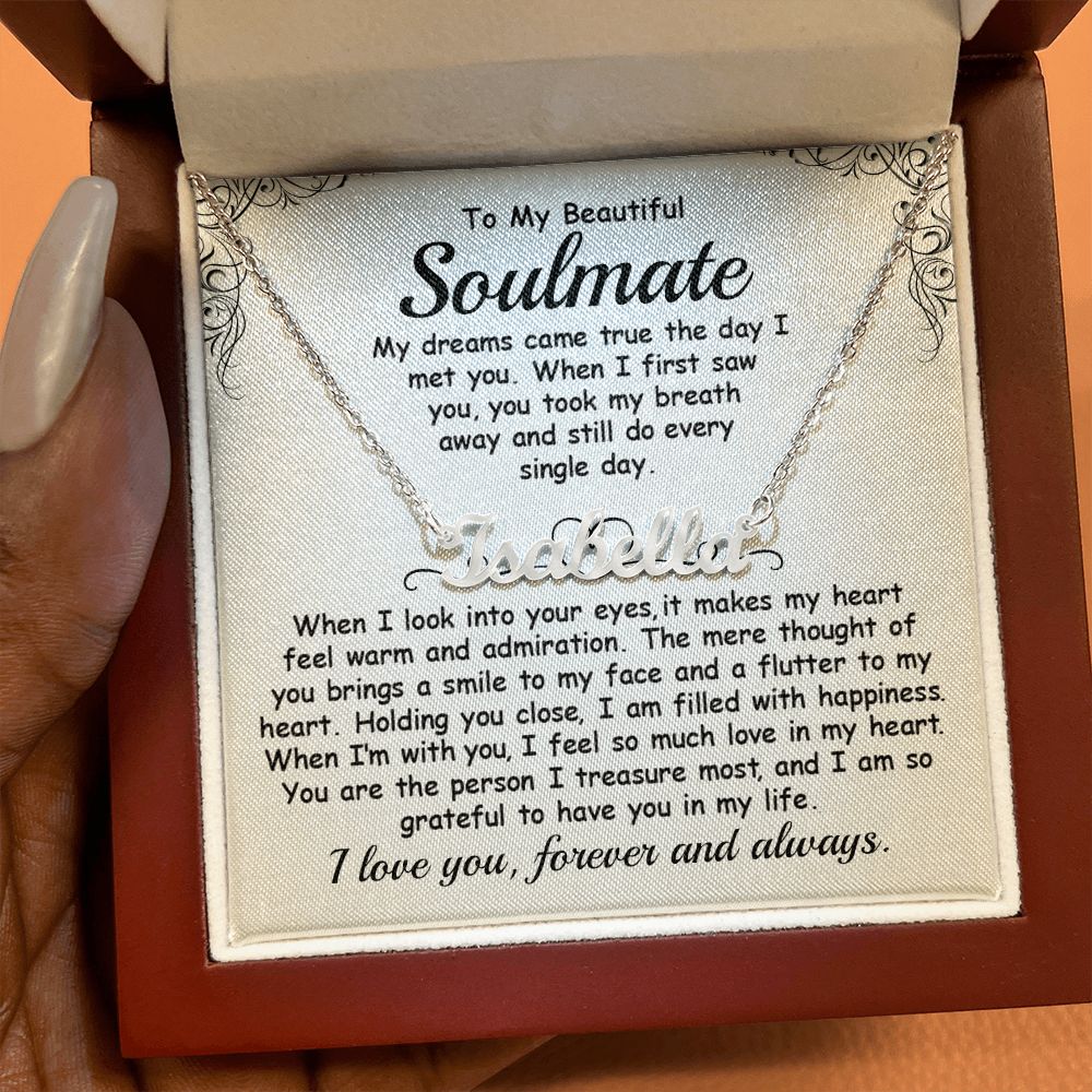 CardWelry Soulmate Name Necklace Gifts, My Dreams Came True The Day I Met You, Gift for Her from Husband, from Fiancée, from Boyfriend Jewelry