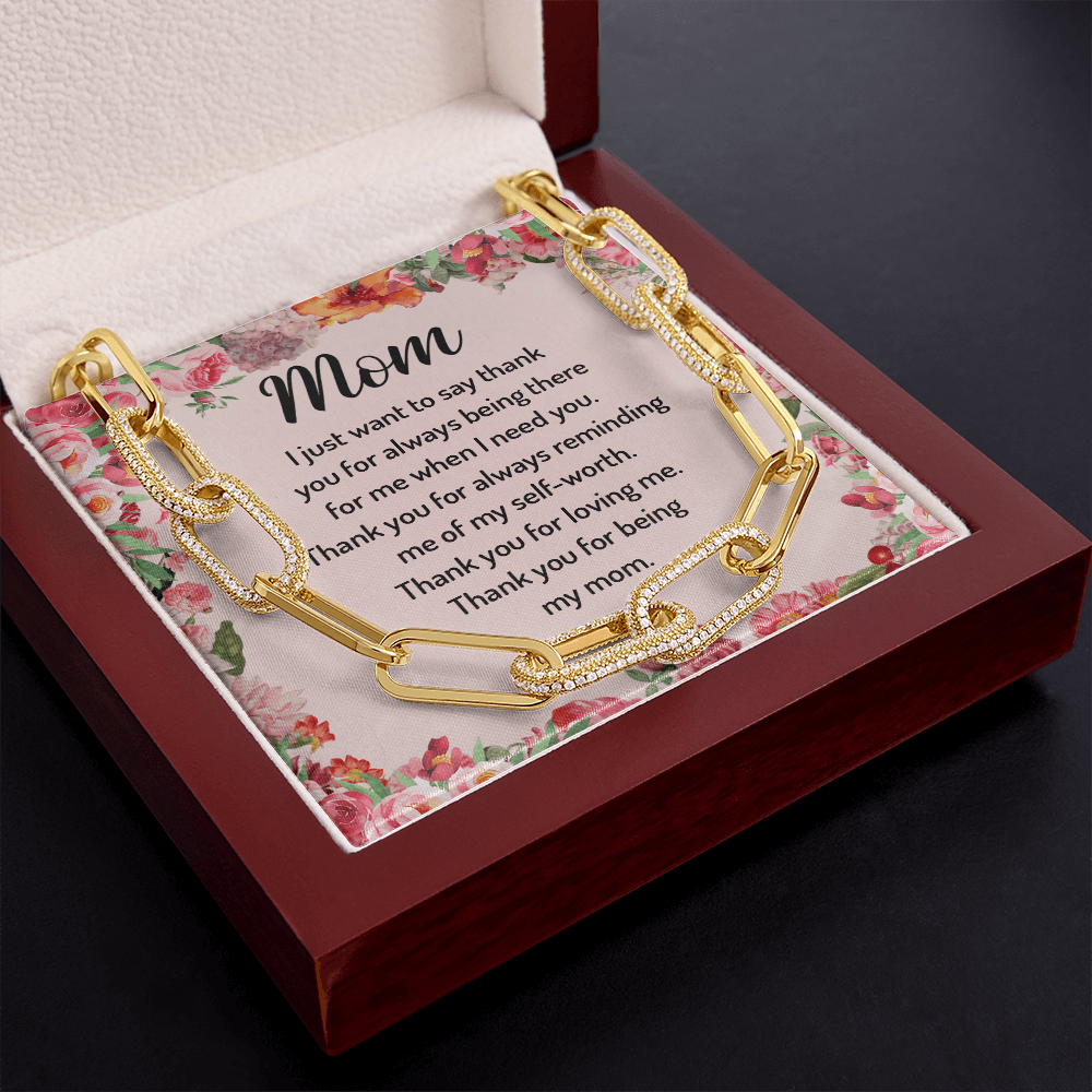 CardWelry Thank you for being Mom Forever Linked Necklace, Mother's Day gift Idea Jewelry