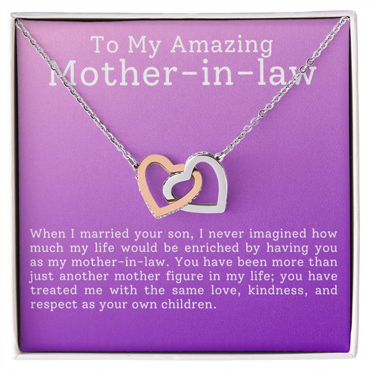 CARDWELRYJewelryTo My Amazing Mother-In-Law, I Never Imagined Inter Locking Heart CardWelry Gift