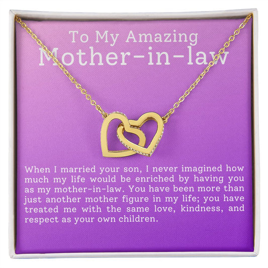 CARDWELRYJewelryTo My Amazing Mother-In-Law, I Never Imagined Inter Locking Heart CardWelry Gift